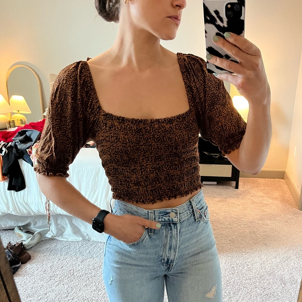 Urban Outfitters Cropped Brown Shirt